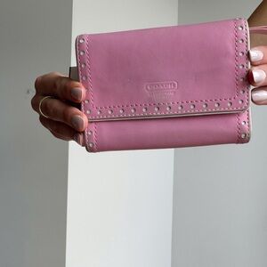 Vintage Coach Pink Leather Bifold Wallet